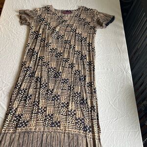 Geometric Black and Tan Maxi Dress